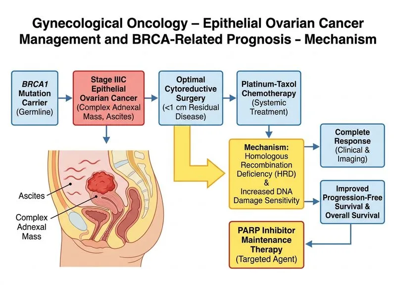 Gynecological Oncology – Epithelial Ovarian Cancer Management and BRCA-Related Prognosis diagram