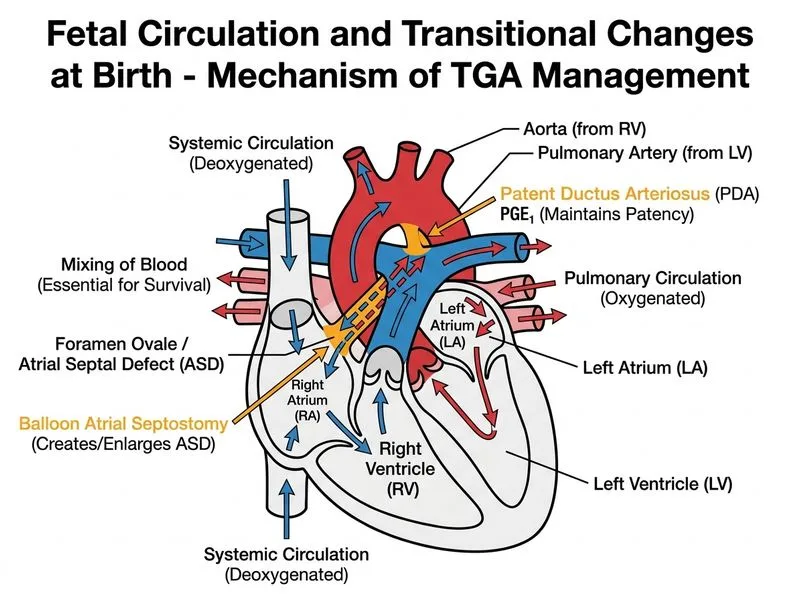 Fetal Circulation and Transitional Changes at Birth diagram
