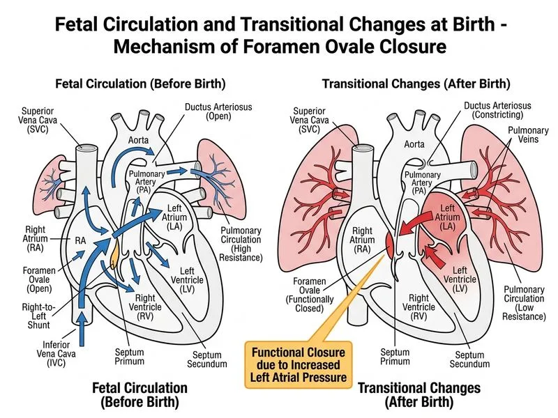 Fetal Circulation and Transitional Changes at Birth diagram