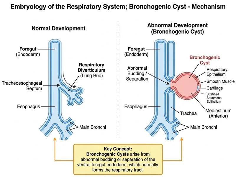 Embryology of the Respiratory System; Bronchogenic Cyst diagram