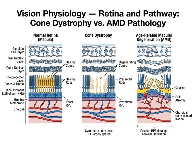 Vision Physiology — Retina and Pathway diagram