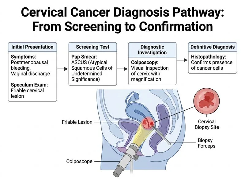 Cervical Cancer Staging and Management diagram