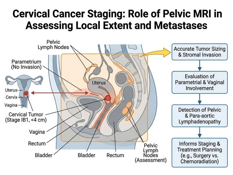 Cervical Cancer Staging and Management diagram