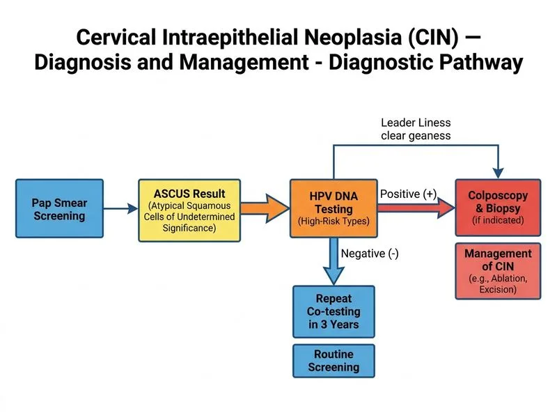 Cervical Intraepithelial Neoplasia (CIN) — Diagnosis and Management diagram