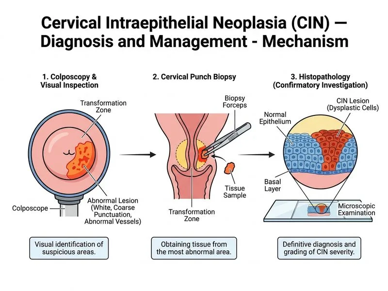 Cervical Intraepithelial Neoplasia (CIN) — Diagnosis and Management diagram