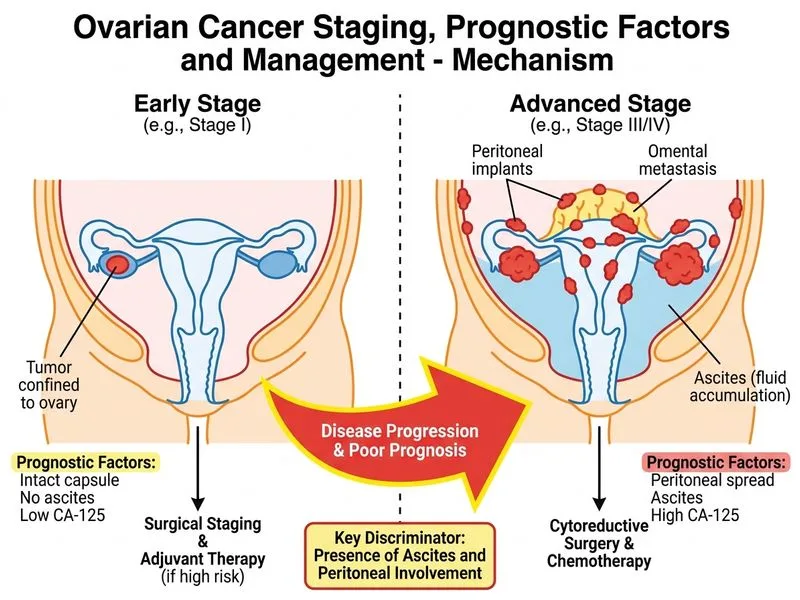 Ovarian Cancer Staging, Prognostic Factors and Management diagram