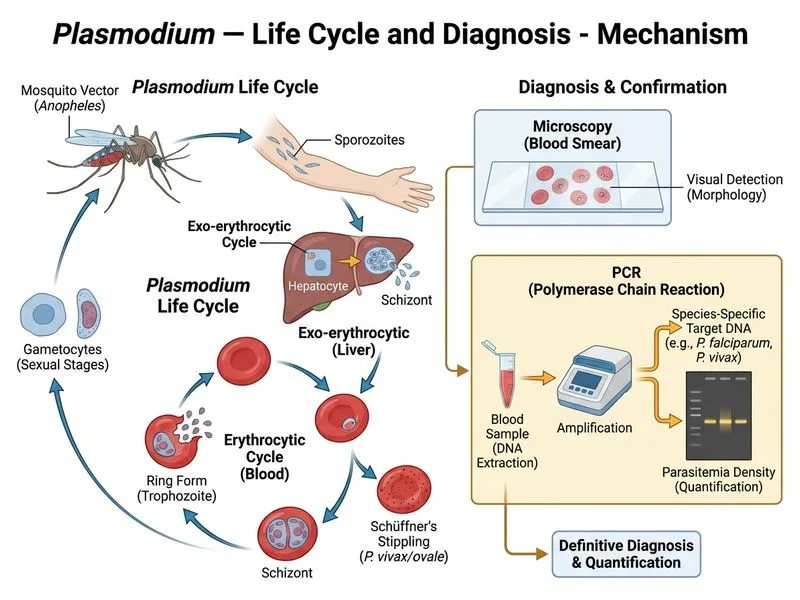 Plasmodium — Life Cycle and Diagnosis diagram