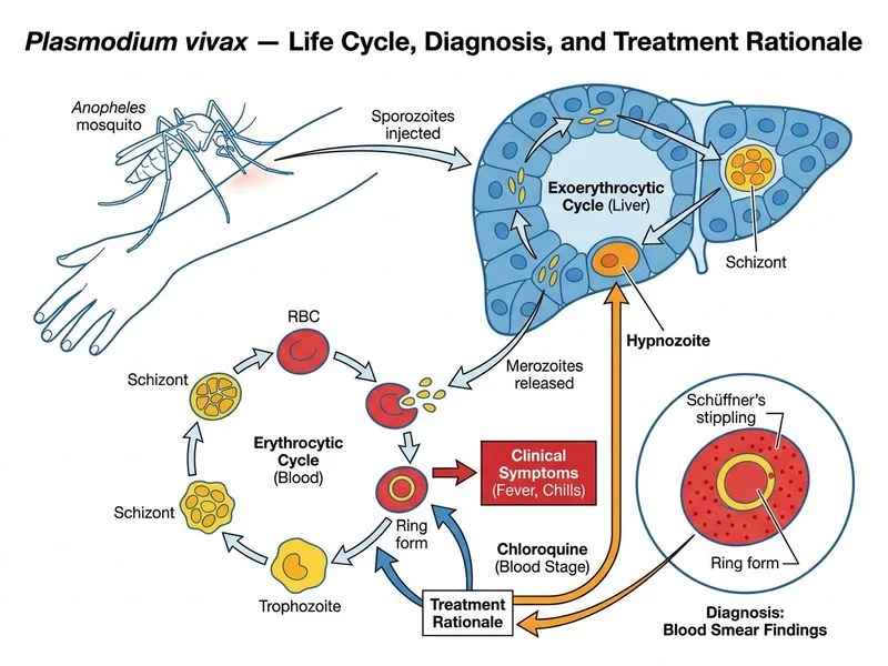 Plasmodium — Life Cycle and Diagnosis diagram