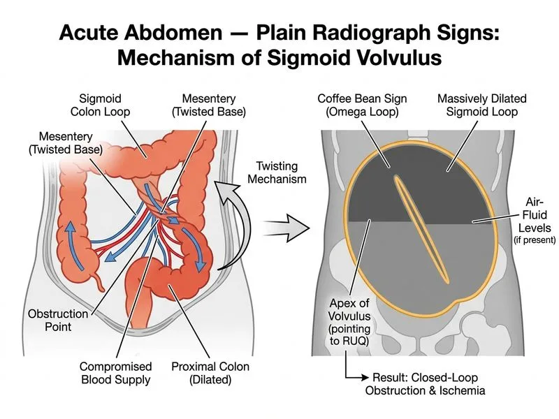 Acute Abdomen — Plain Radiograph Signs diagram