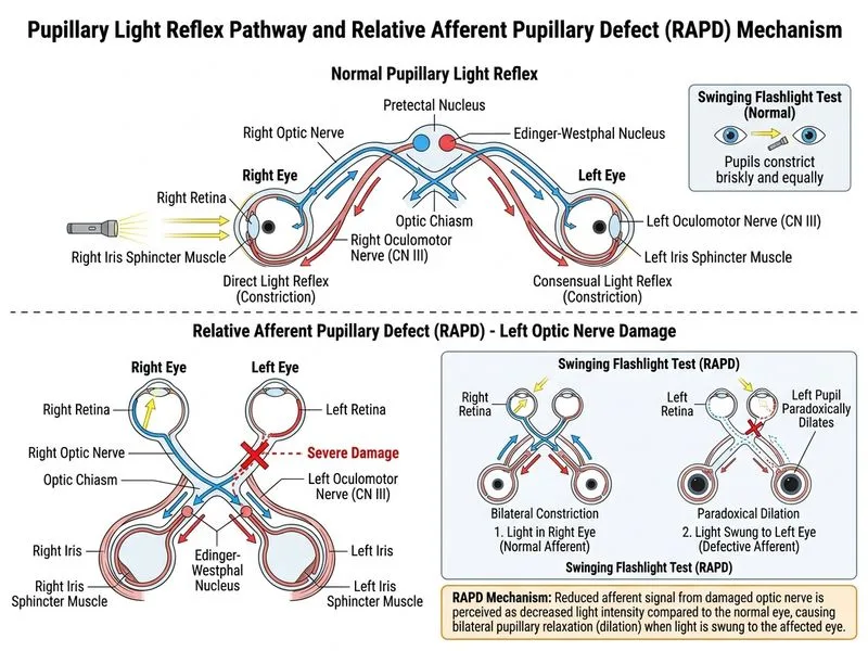 Pupillary Reflexes and Pathologies diagram