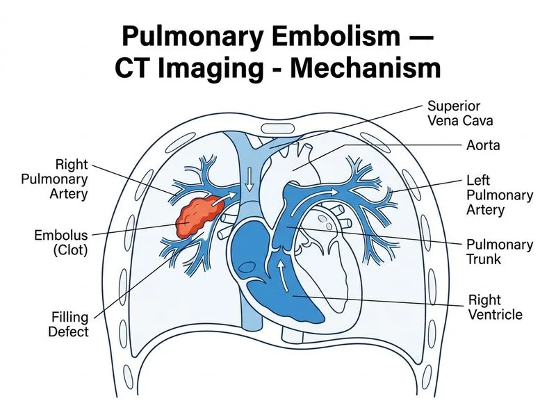 Pulmonary Embolism — CT Imaging diagram