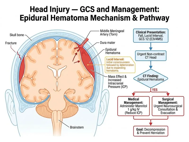 Head Injury — GCS and Management diagram