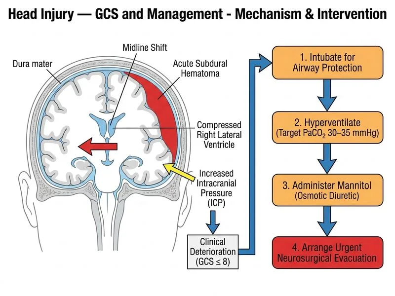 Head Injury — GCS and Management diagram