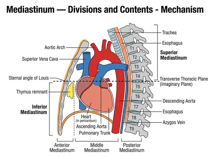 Mediastinum — Divisions and Contents diagram