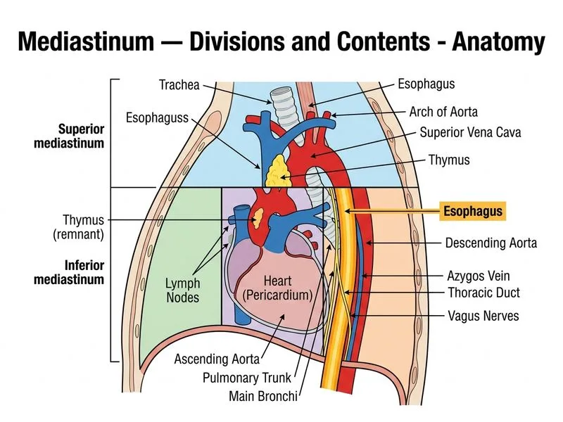 Mediastinum — Divisions and Contents diagram