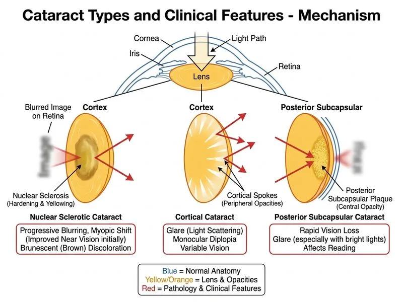 Cataract Types and Clinical Features diagram