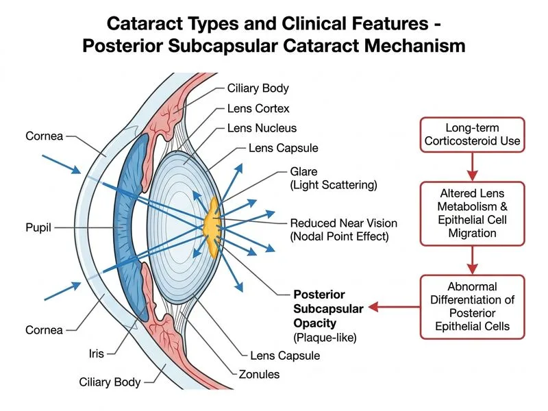 Cataract Types and Clinical Features diagram