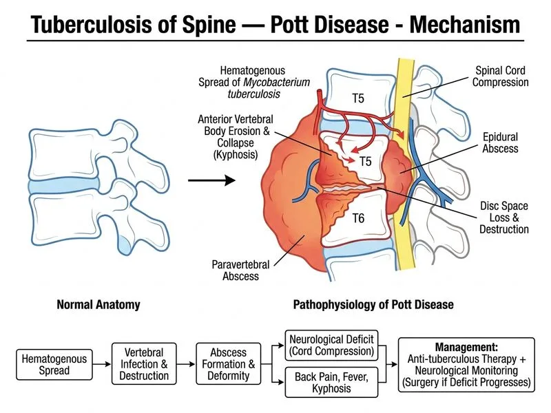 Tuberculosis of Spine — Pott Disease diagram