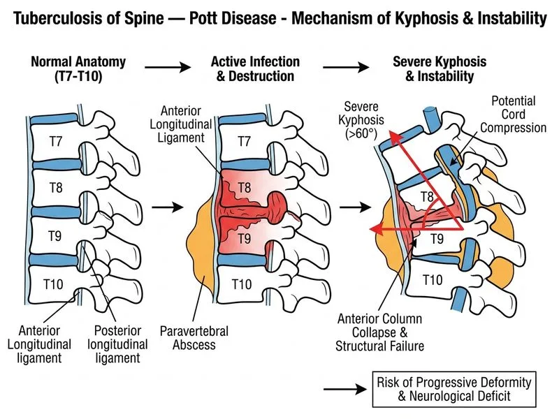 Tuberculosis of Spine — Pott Disease diagram
