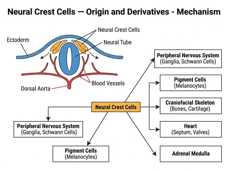 Neural Crest Cells — Origin and Derivatives diagram