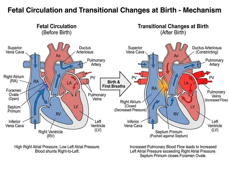 Fetal Circulation and Transitional Changes at Birth diagram