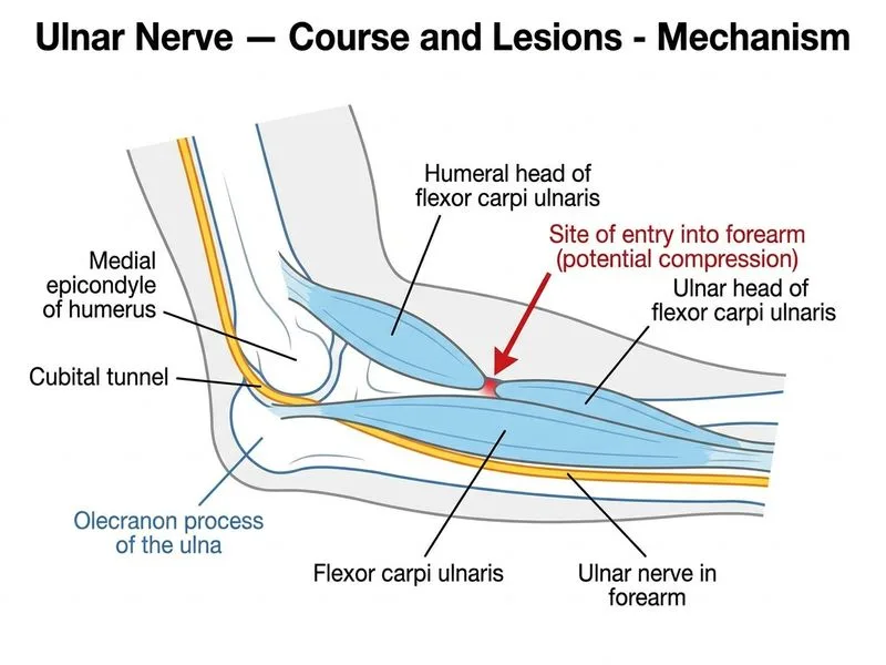 Ulnar Nerve — Course and Lesions diagram