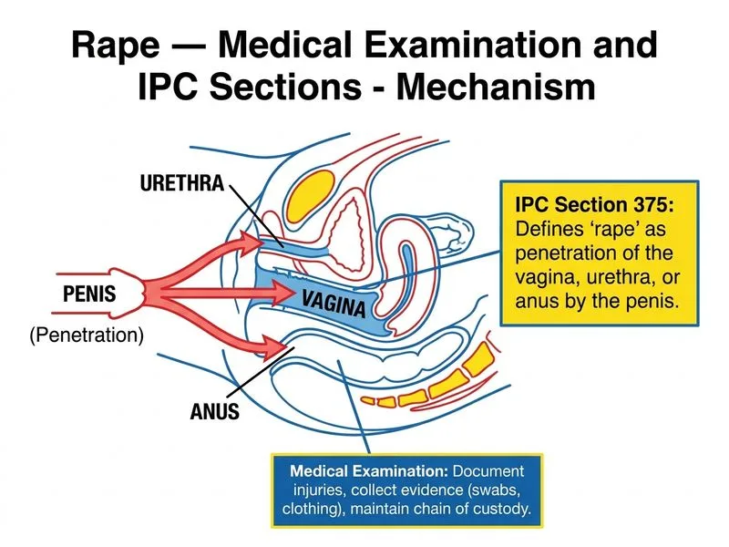 Rape — Medical Examination and IPC Sections diagram
