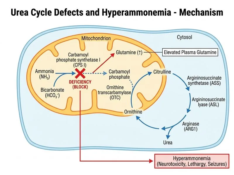 Urea Cycle Defects and Hyperammonemia diagram