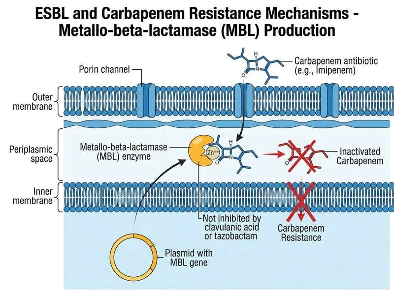 ESBL and Carbapenem Resistance Mechanisms diagram
