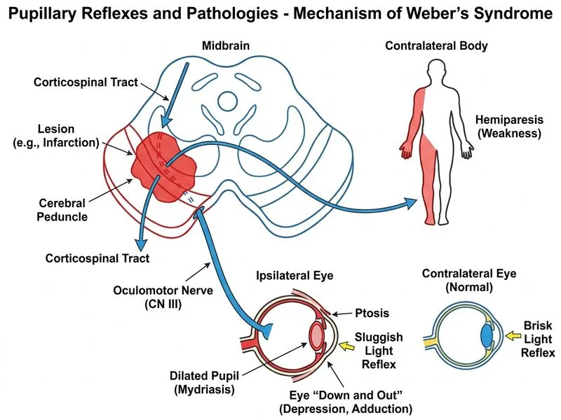 Pupillary Reflexes and Pathologies diagram