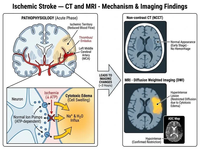 Ischemic Stroke — CT and MRI diagram