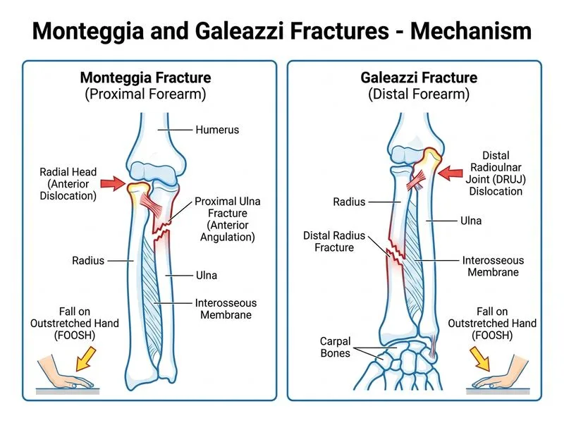 Monteggia and Galeazzi Fractures diagram