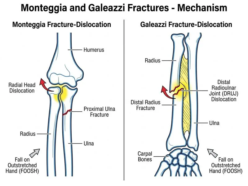 Monteggia and Galeazzi Fractures diagram