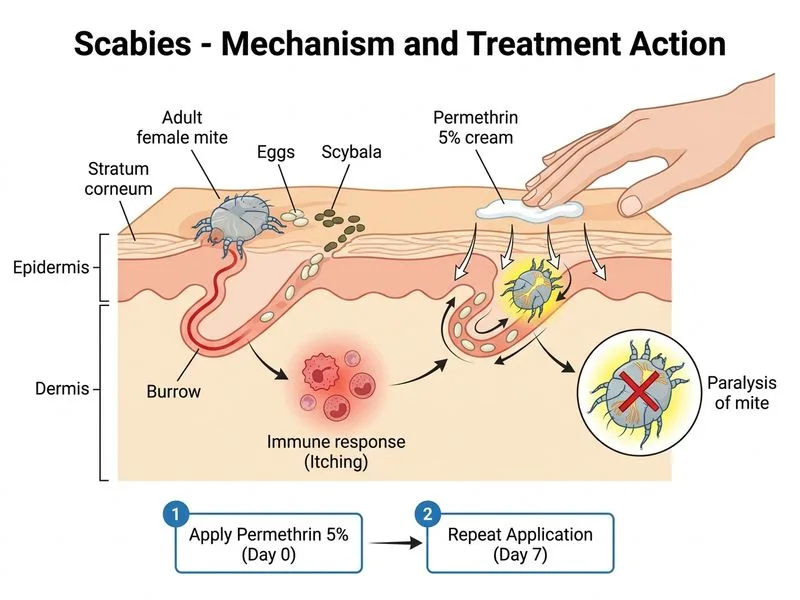 Scabies diagram