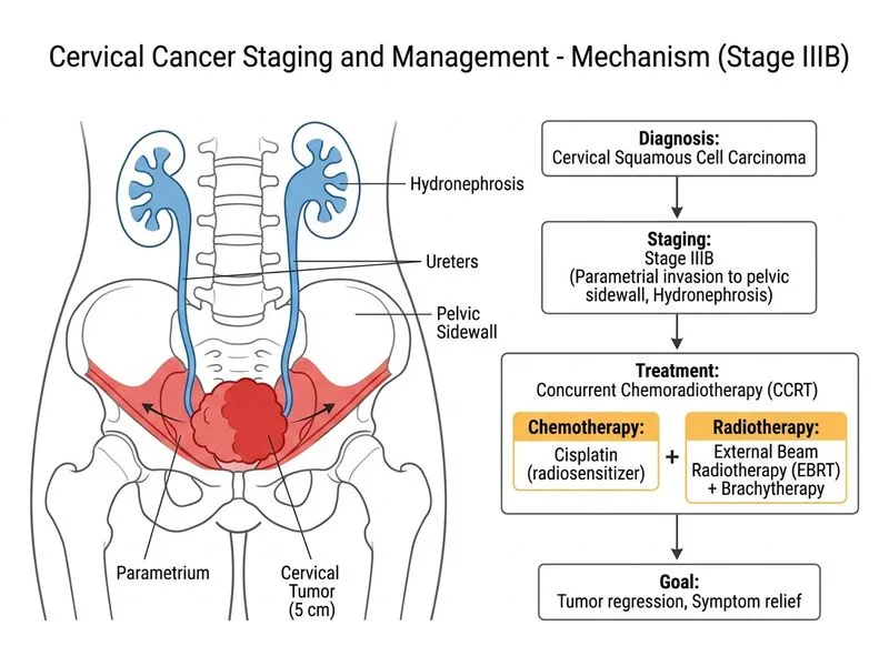 Cervical Cancer Staging and Management diagram