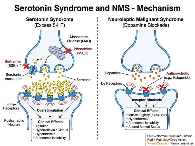 Serotonin Syndrome and NMS diagram