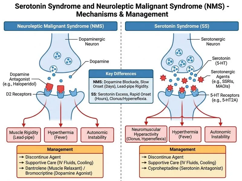 Serotonin Syndrome and NMS diagram