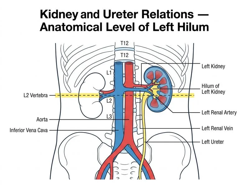 Kidney and Ureter Relations diagram