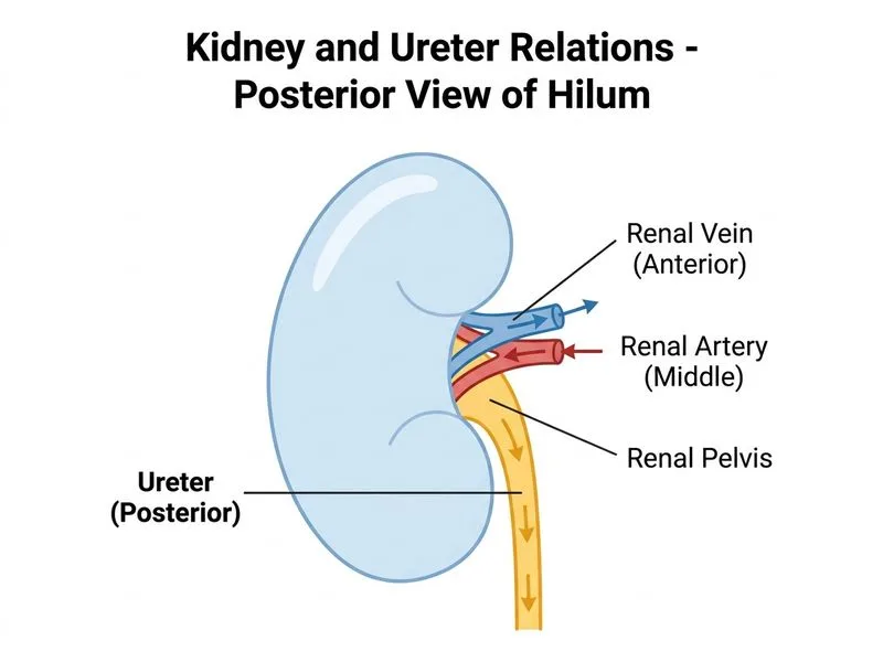 Kidney and Ureter Relations diagram