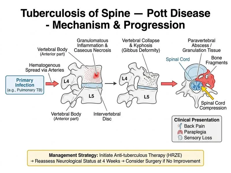 Tuberculosis of Spine — Pott Disease diagram