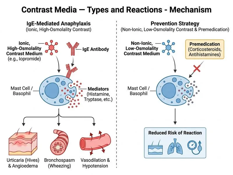 Contrast Media — Types and Reactions diagram