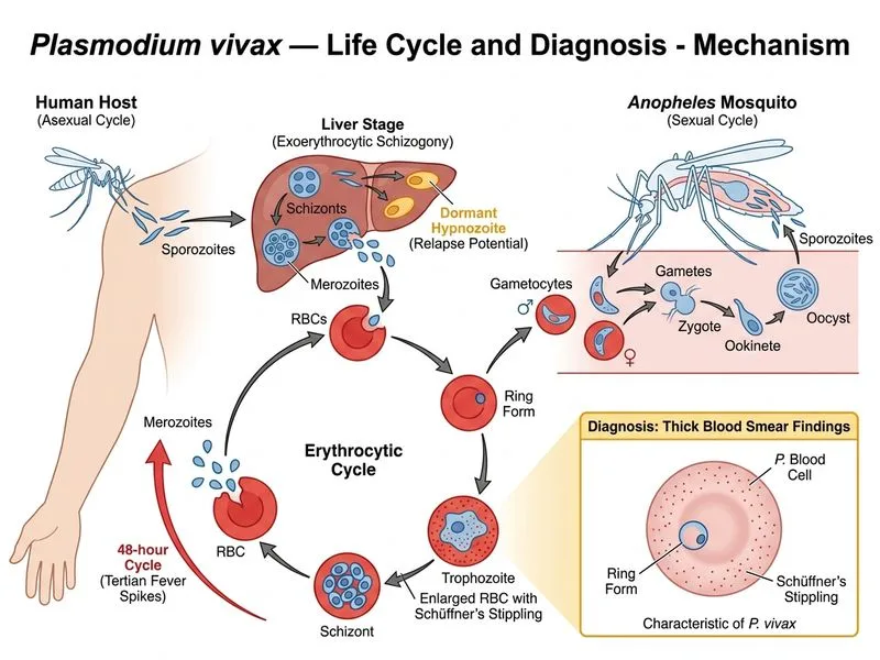 Plasmodium — Life Cycle and Diagnosis diagram