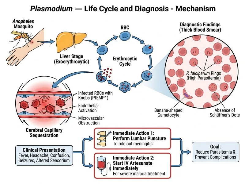 Plasmodium — Life Cycle and Diagnosis diagram