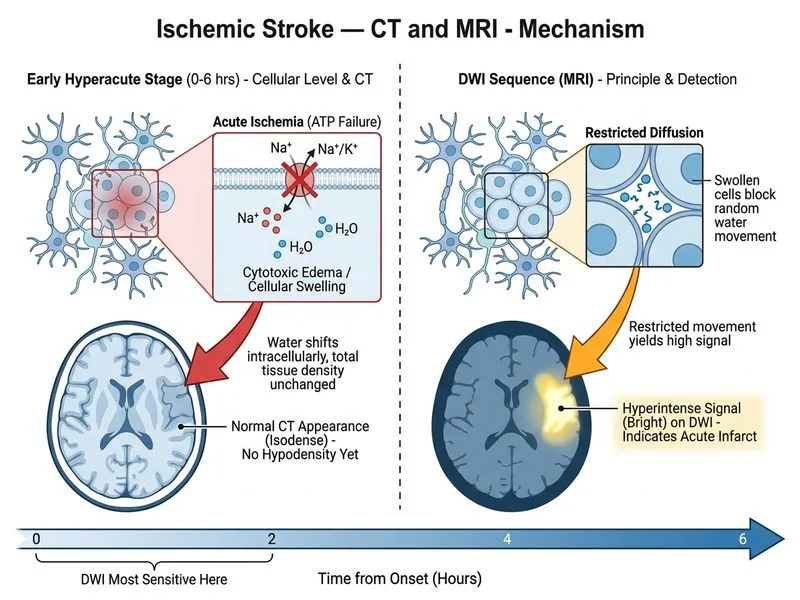 Ischemic Stroke — CT and MRI diagram