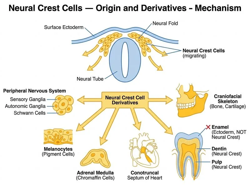 Neural Crest Cells — Origin and Derivatives diagram
