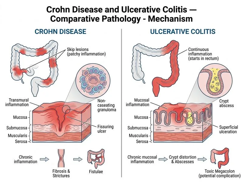 Crohn Disease and Ulcerative Colitis — Comparative Pathology diagram