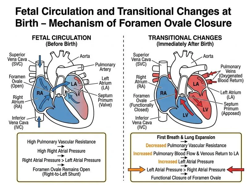 Fetal Circulation and Transitional Changes at Birth diagram