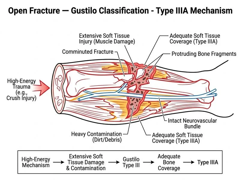 Open Fracture — Gustilo Classification diagram
