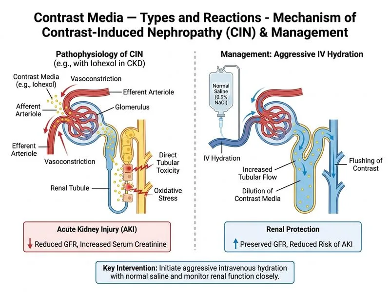 Contrast Media — Types and Reactions diagram