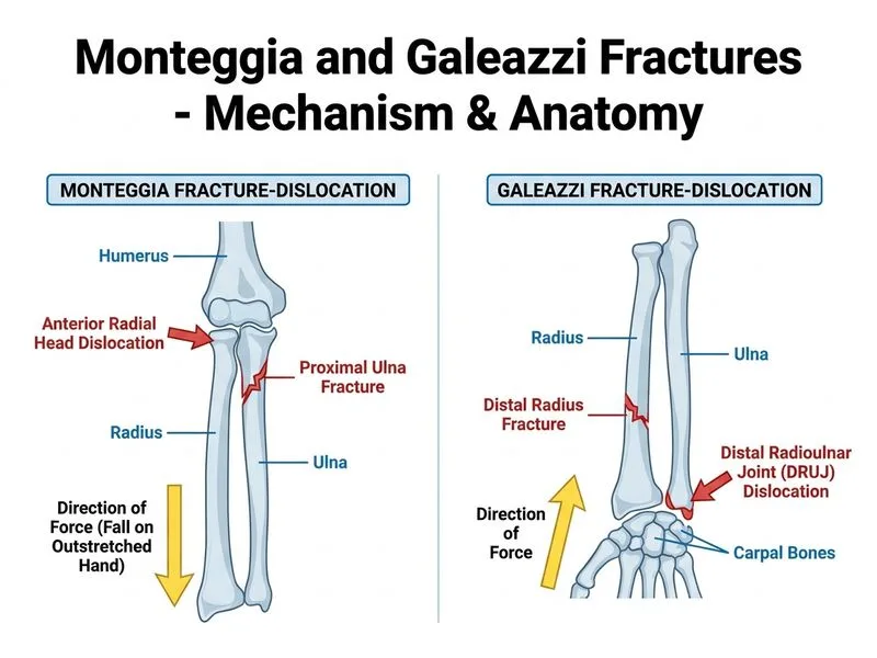 Monteggia and Galeazzi Fractures diagram
